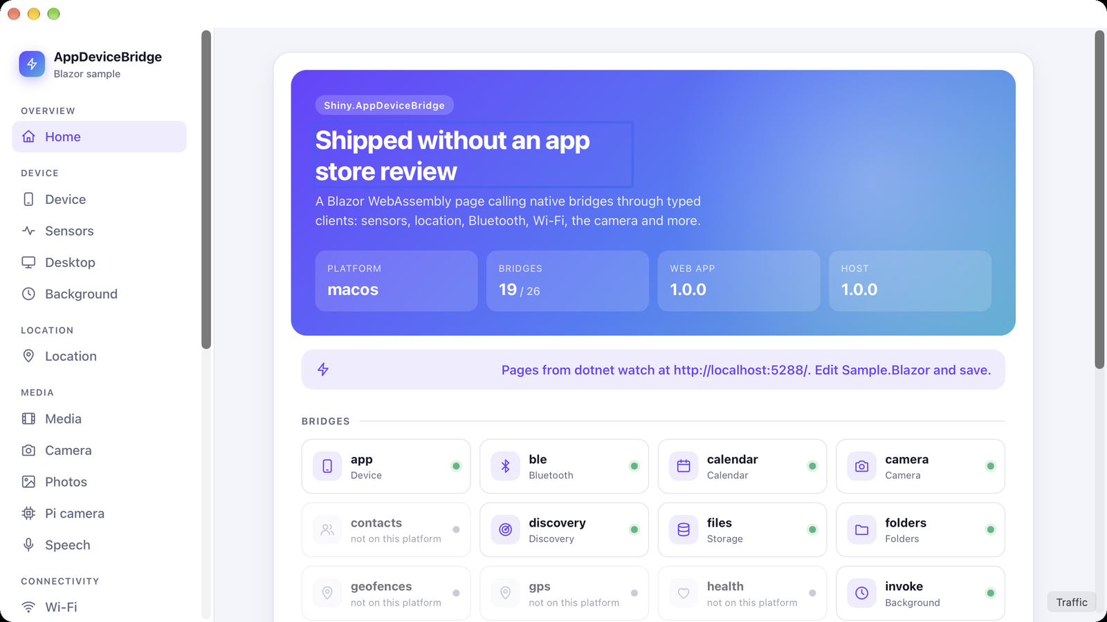 The same app, same session, with the heading changed to 'Shipped without an app store review'