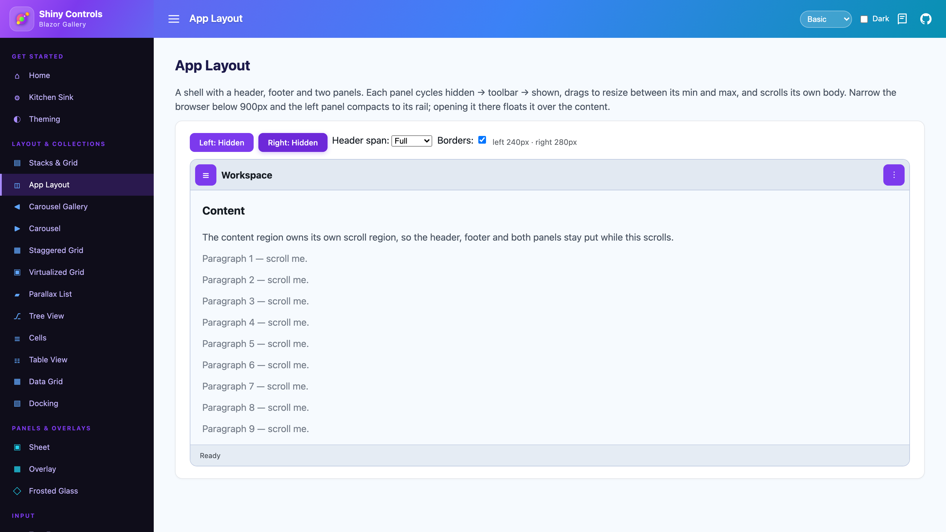 Both panels hidden, content spanning the full width