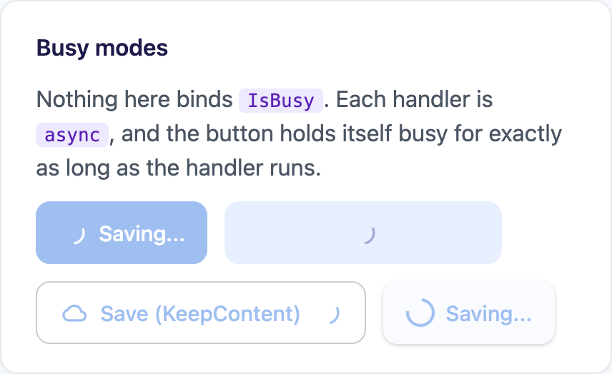 All busy modes on Blazor