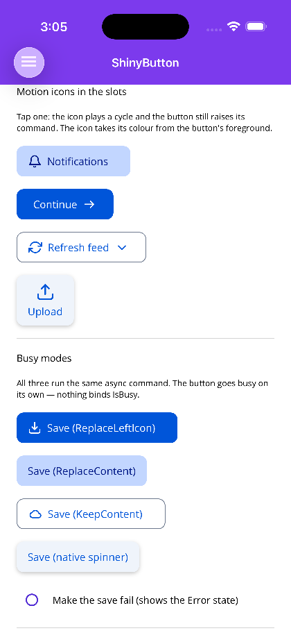Motion icons in the leading and trailing slots