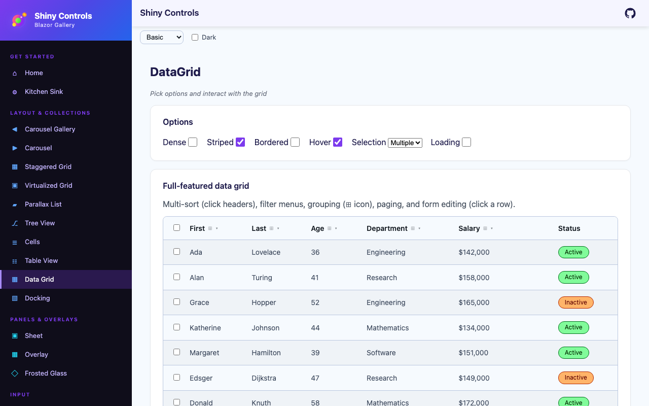 Sorting, grouping and paging on Blazor
