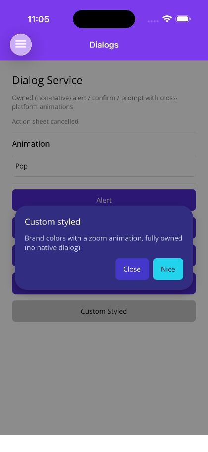 Custom styled dialog