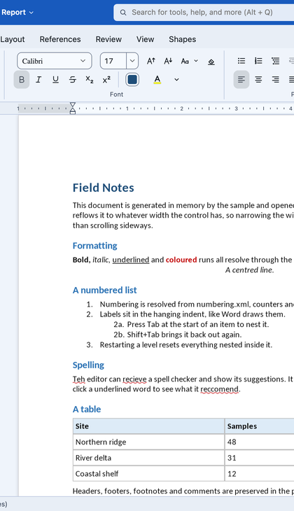 Document Editor control