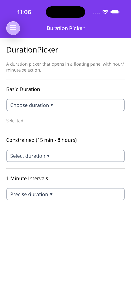 DurationPicker open in a FloatingPanel