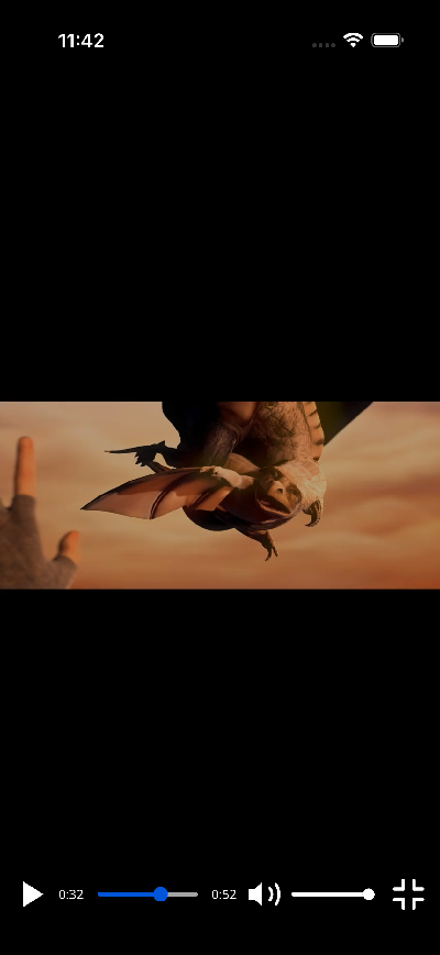 Fullscreen playback, continuing from the same position