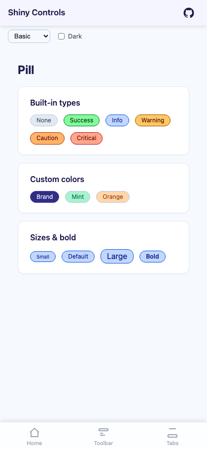 Types, colours and sizes on Blazor