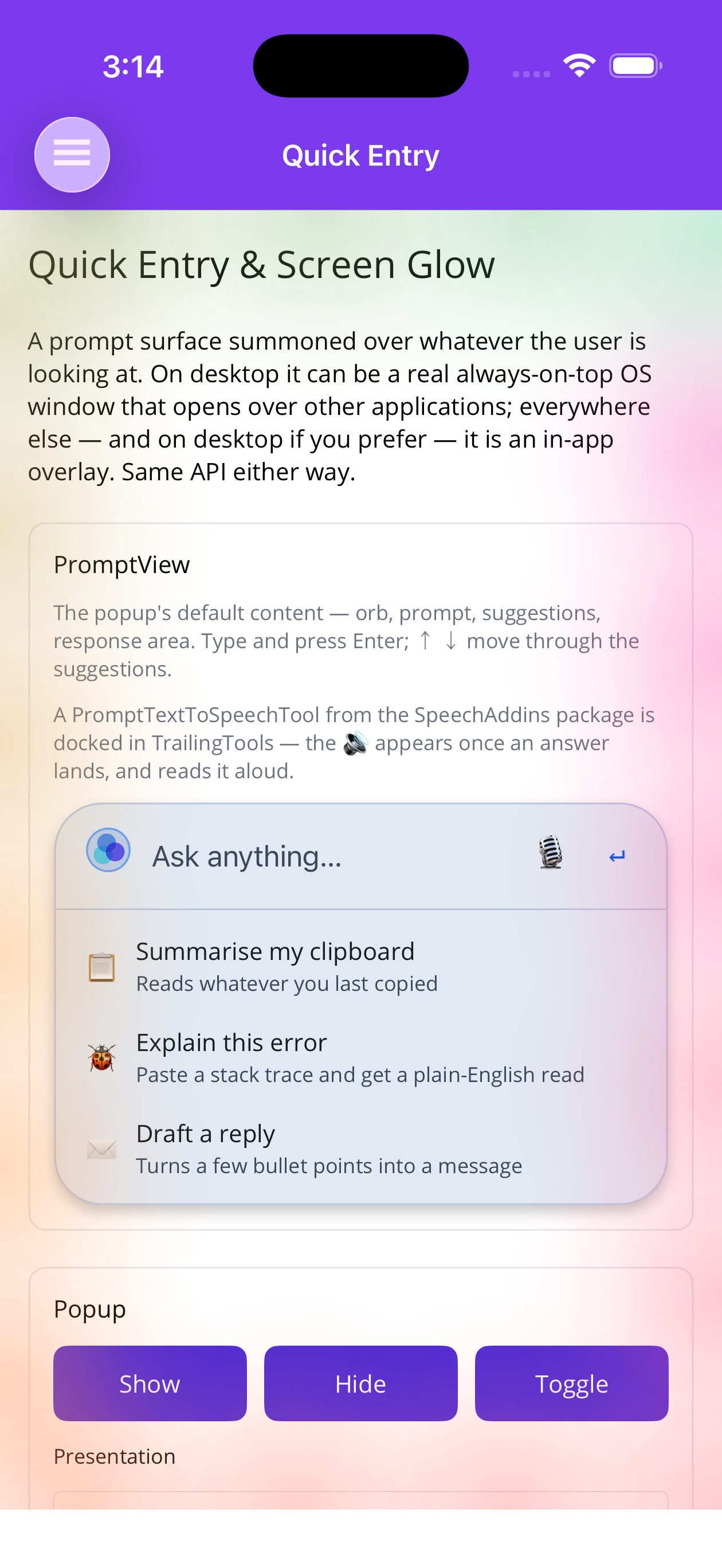 The Siri-style screen glow rimming the page