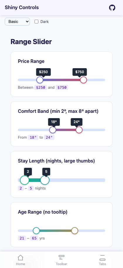 Range selection with tooltips on Blazor