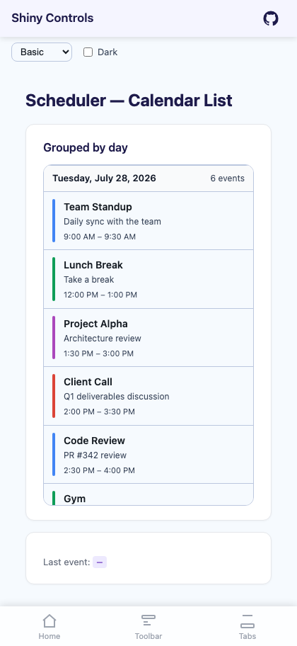Event list on Blazor