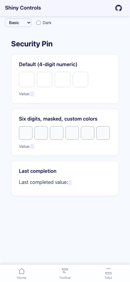 Six digits, masked on Blazor