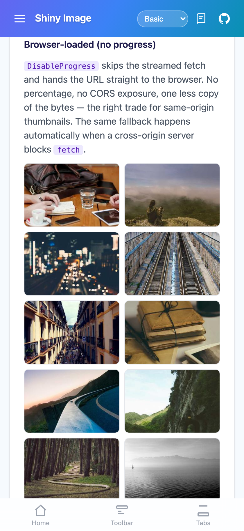 DisableProgress handing thumbnails straight to the browser