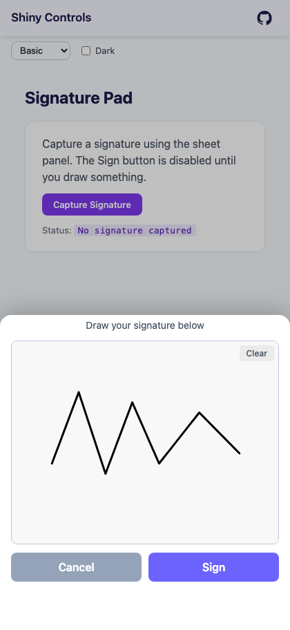 Signature captured in a sheet on Blazor