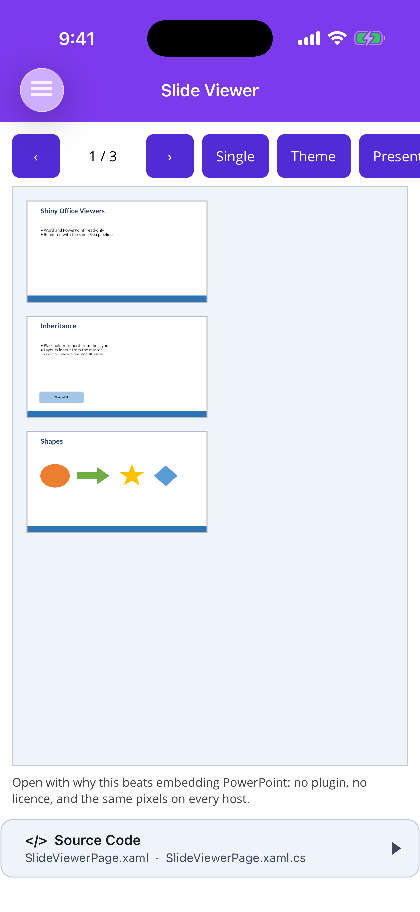 Every slide as a thumbnail in grid mode on .NET MAUI