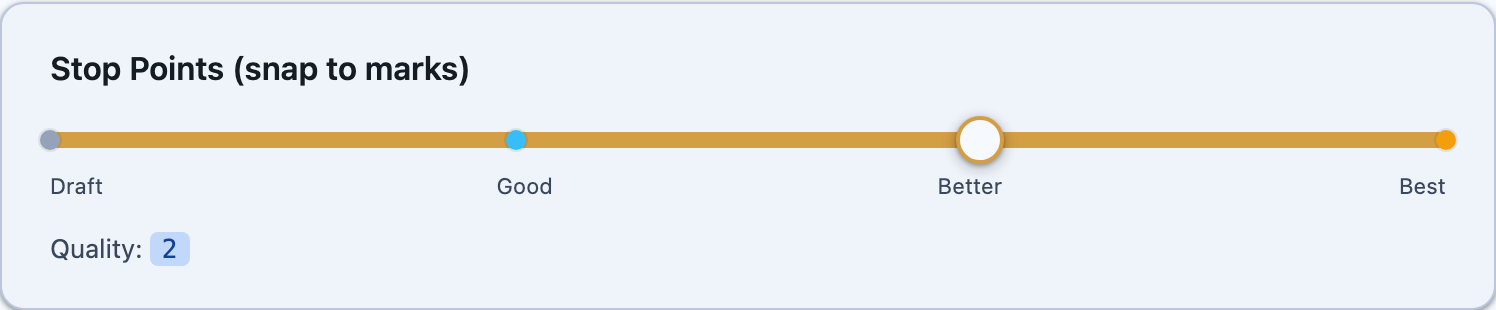 A slider snapping to labelled stop points on Blazor