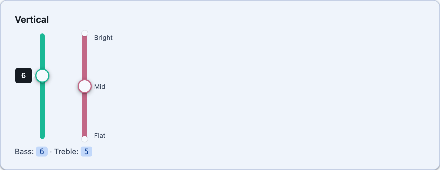 Two vertical sliders, one with labelled marks, on Blazor