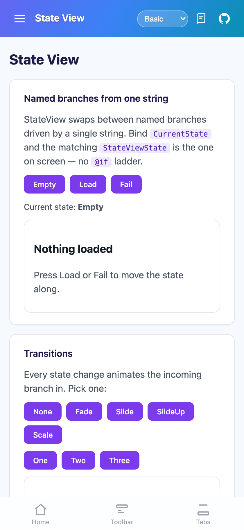 The Empty branch on Blazor
