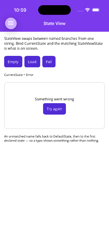 The Error branch with a retry button