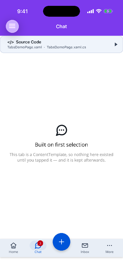 A tab whose content is built the first time it is reached
