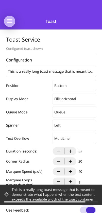 Toast Full Width